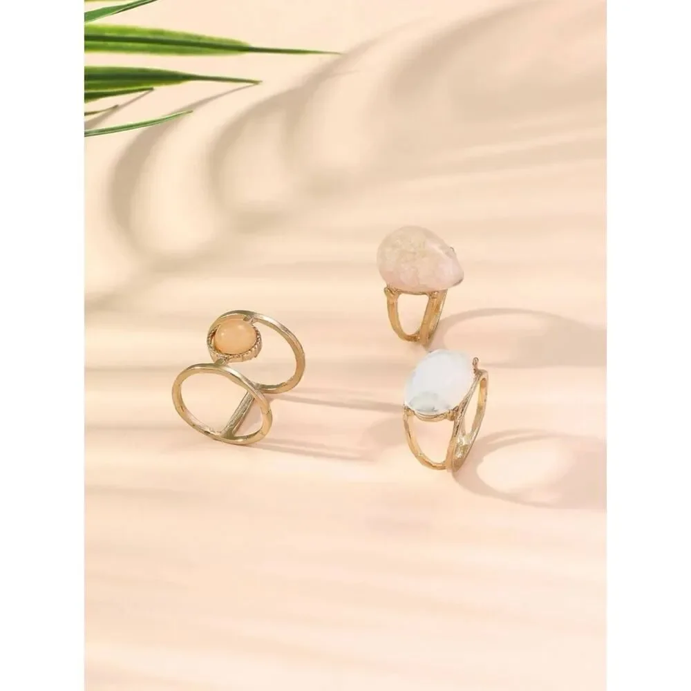 Elegant Geometric Ring Set for Women Trendy Fashion Jewelry Gift for Holidays